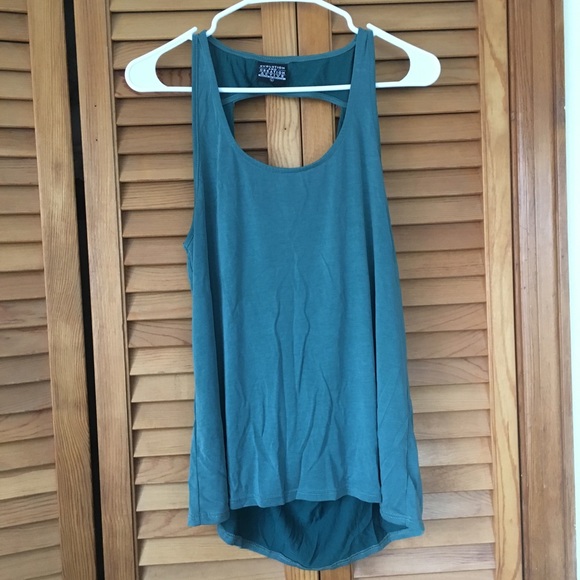 dark turquoise open back tank top - Picture 3 of 8